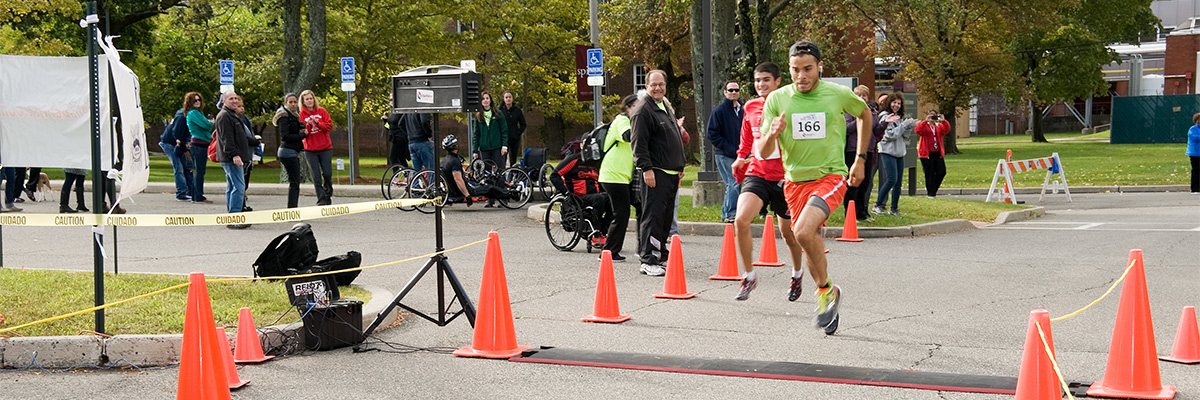 Two men running outside during the Helen Hayes Hospital Classic Race