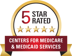 Badge which says 5 Star Rated by Centers for Medicare and Medicaid Services
