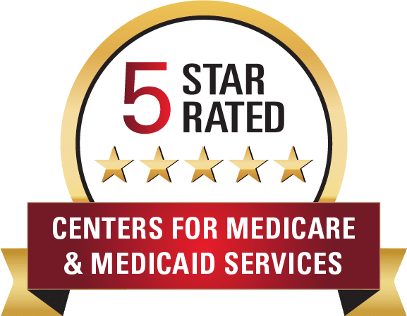 Badge which says 5 Star Rated by Centers for Medicare and Medicaid Services