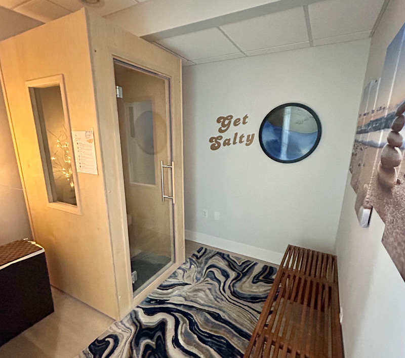 Salt therapy room at TriCryo wellness center in Erie, Pennsylvania