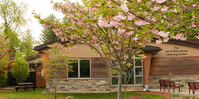 Front entrance of The Jan & Niles Davies Learning Center at Helen Hayes Hospital